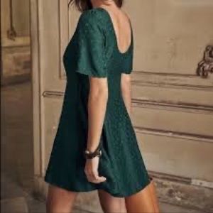 Sezane Faustine 100% silk dress size 40 in green New with tags